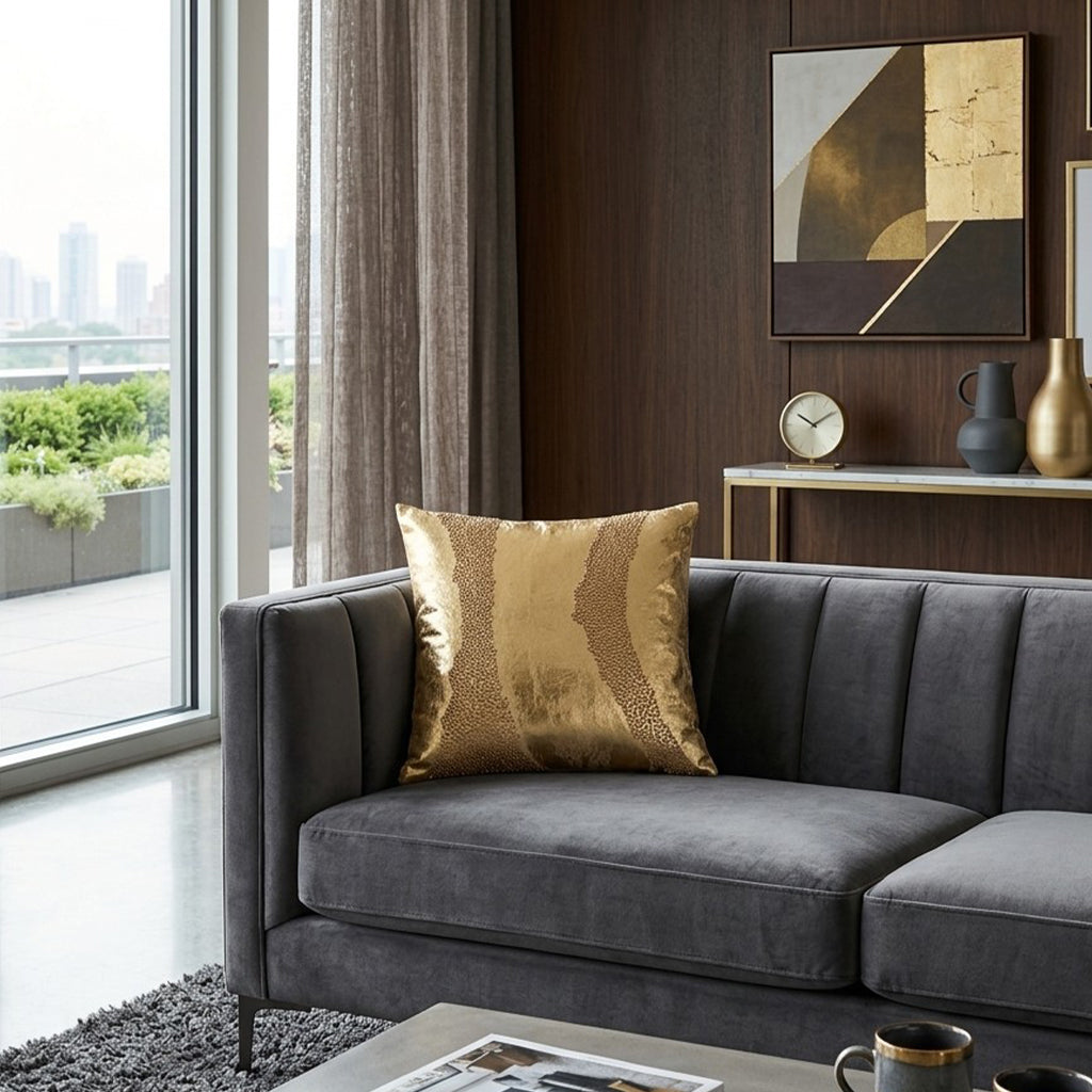 Ruza Stone And Gold Pillow - RUZA01J-STGD