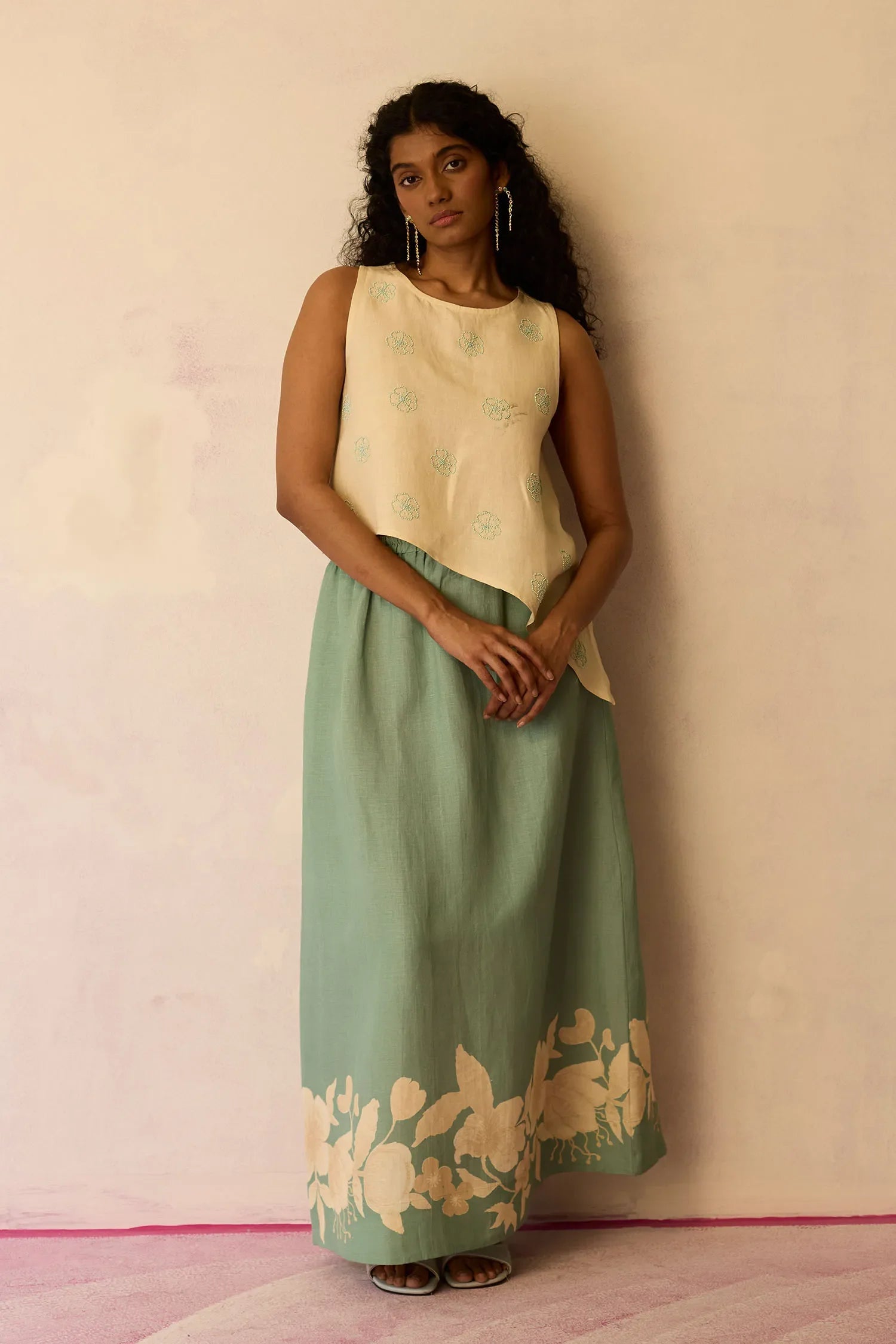 Hibiscus Anaar Asymmetrical Hem Co-ord Set
