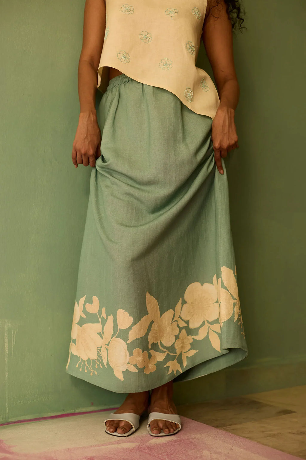 Hibiscus Anaar Asymmetrical Hem Co-ord Set