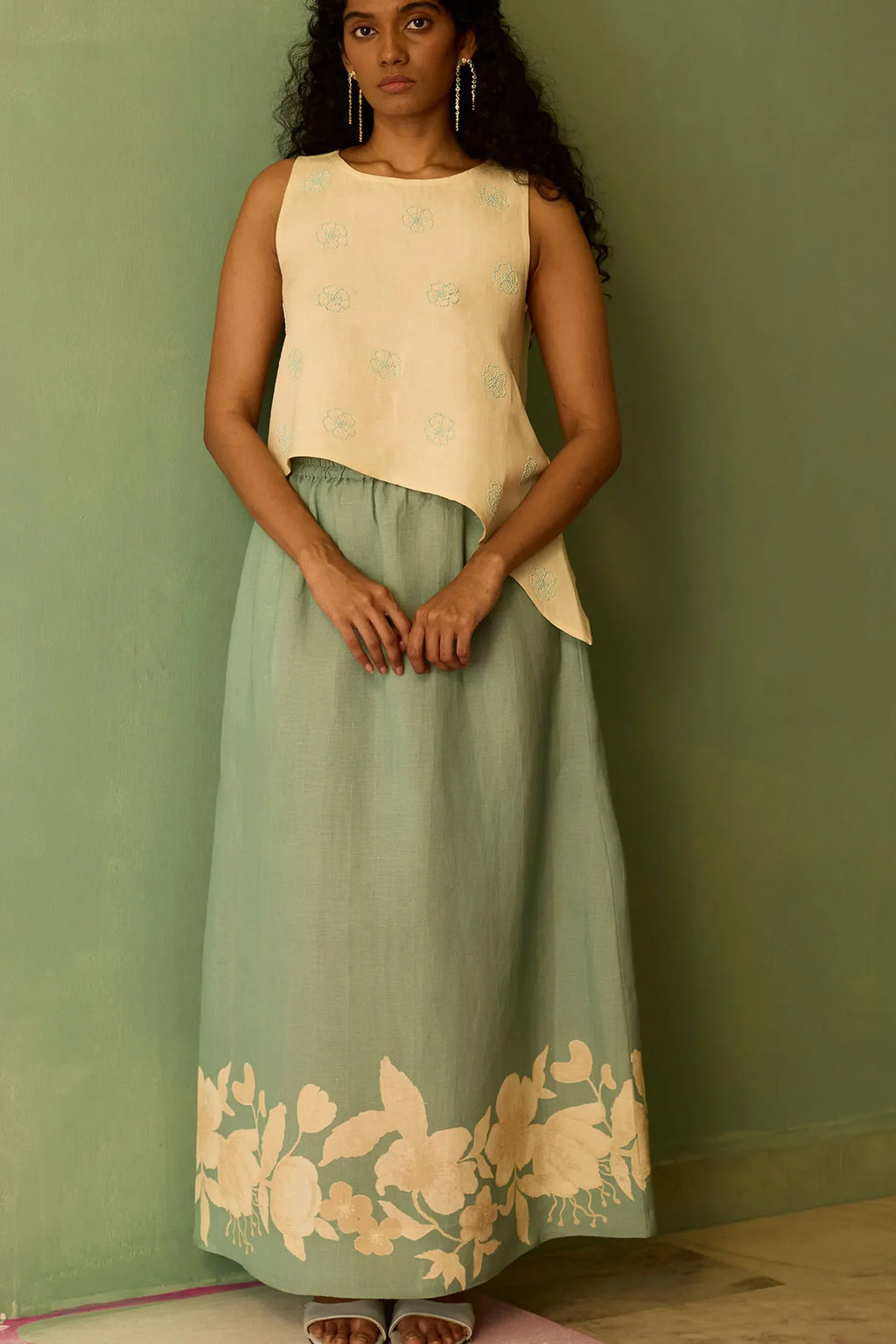 Hibiscus Anaar Asymmetrical Hem Co-ord Set