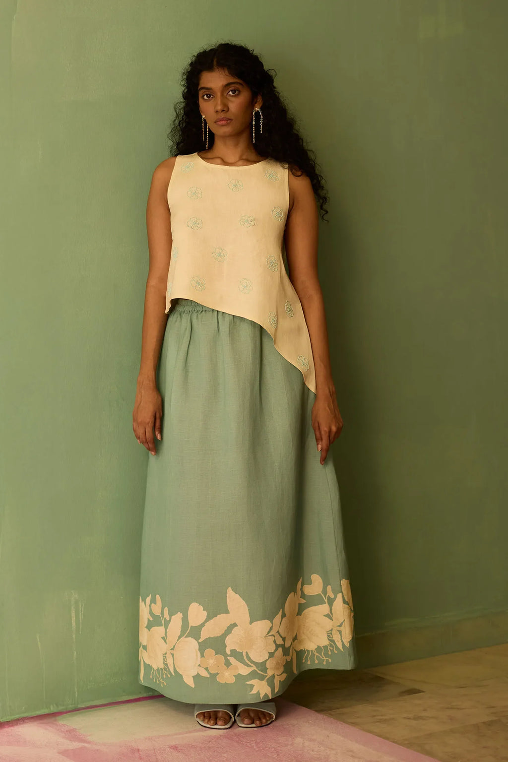 Hibiscus Anaar Asymmetrical Hem Co-ord Set