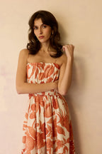 Hibiscus Anaar Smocked Bodice Maxi Dress - Coral
