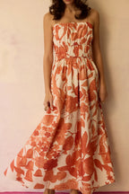 Hibiscus Anaar Smocked Bodice Maxi Dress - Coral