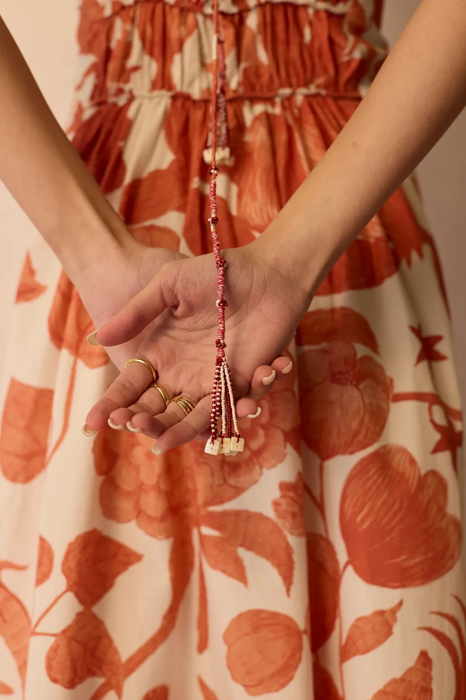 Hibiscus Anaar Smocked Bodice Maxi Dress - Coral