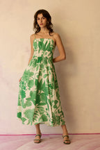 Hibiscus Anaar Smocked Bodice Maxi Dress - Fern