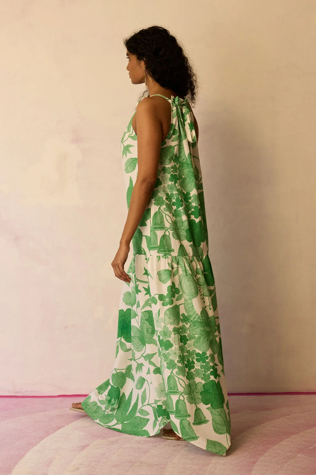 Hibiscus Anaar Gathered Sleeveless Maxi Dress - Fern