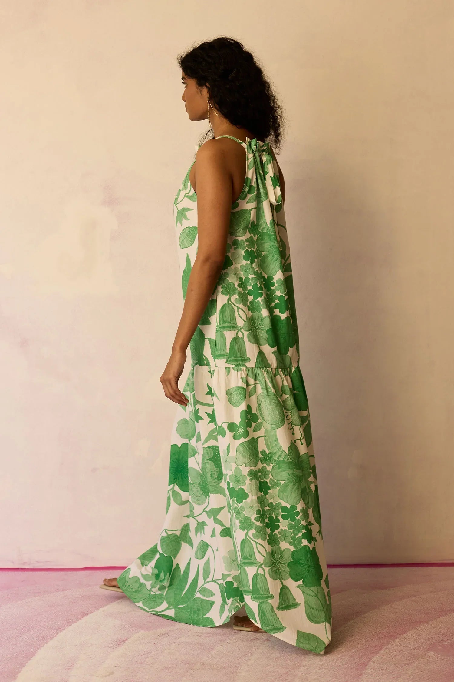 Hibiscus Anaar Gathered Sleeveless Maxi Dress - Fern