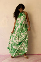 Hibiscus Anaar Gathered Sleeveless Maxi Dress - Fern