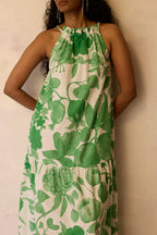 Hibiscus Anaar Gathered Sleeveless Maxi Dress - Fern