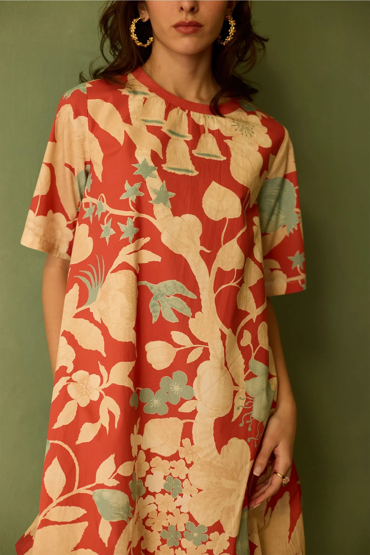 Hibiscus Anaar Bubble Mini Dress - Coral