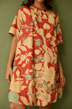 Hibiscus Anaar Bubble Mini Dress - Coral