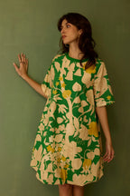 Hibiscus Anaar Bubble Mini Dress - Fern