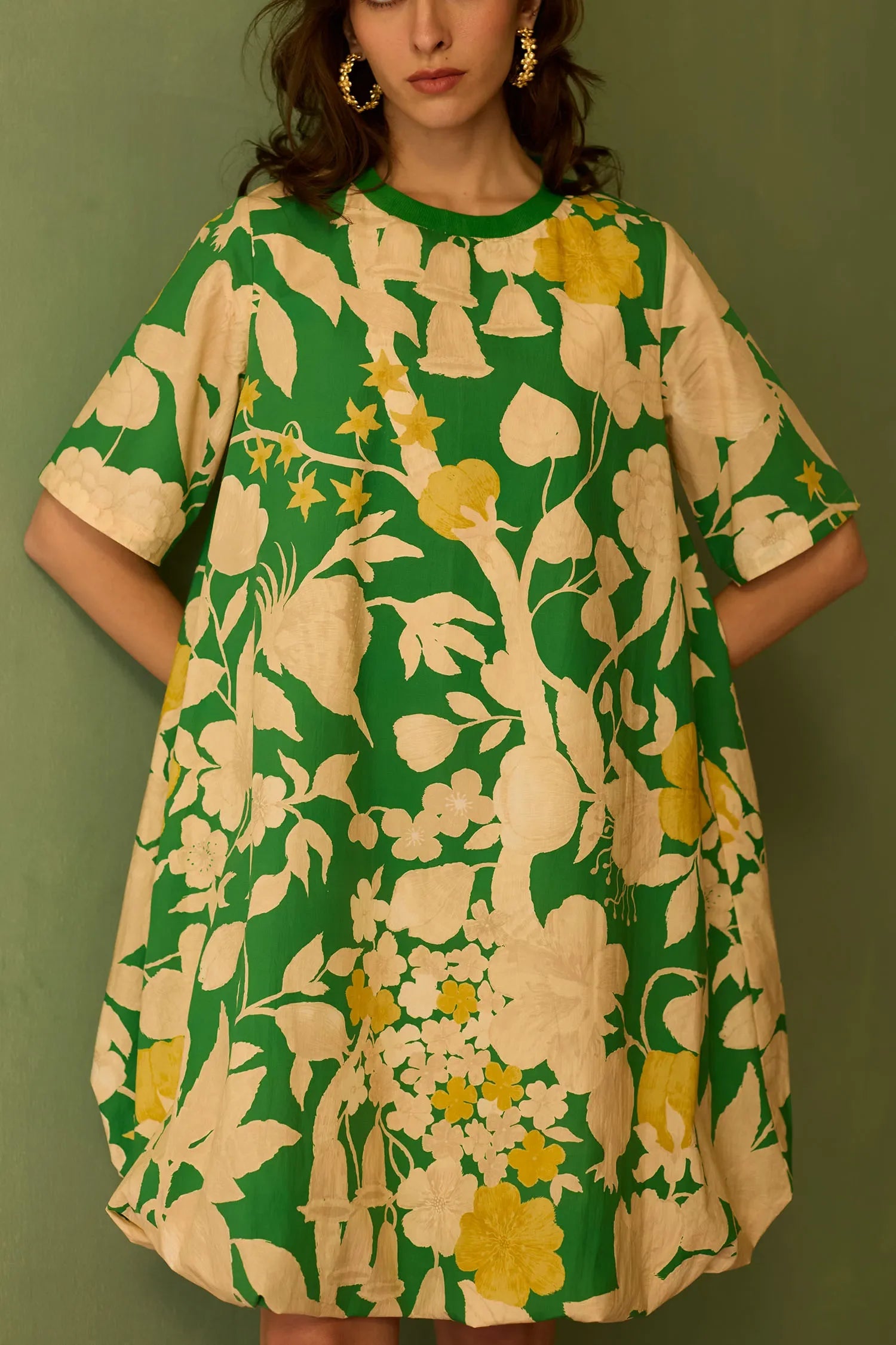 Hibiscus Anaar Bubble Mini Dress - Fern