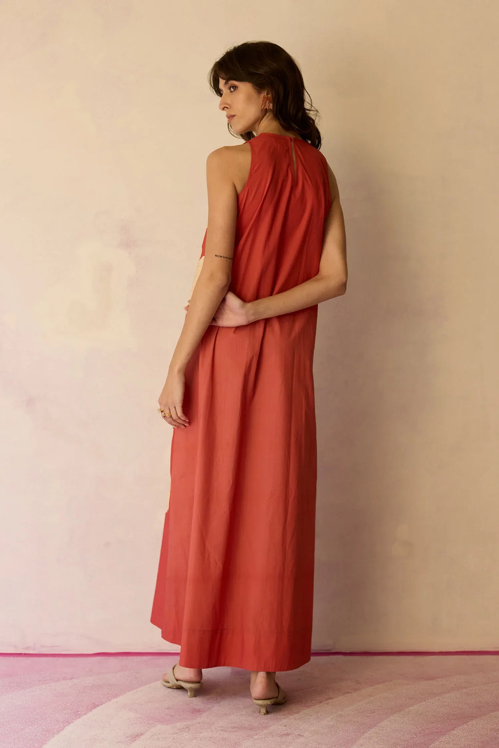 Hibiscus Anaar Soft Drape Maxi Dress - Coral