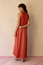 Hibiscus Anaar Soft Drape Maxi Dress - Coral