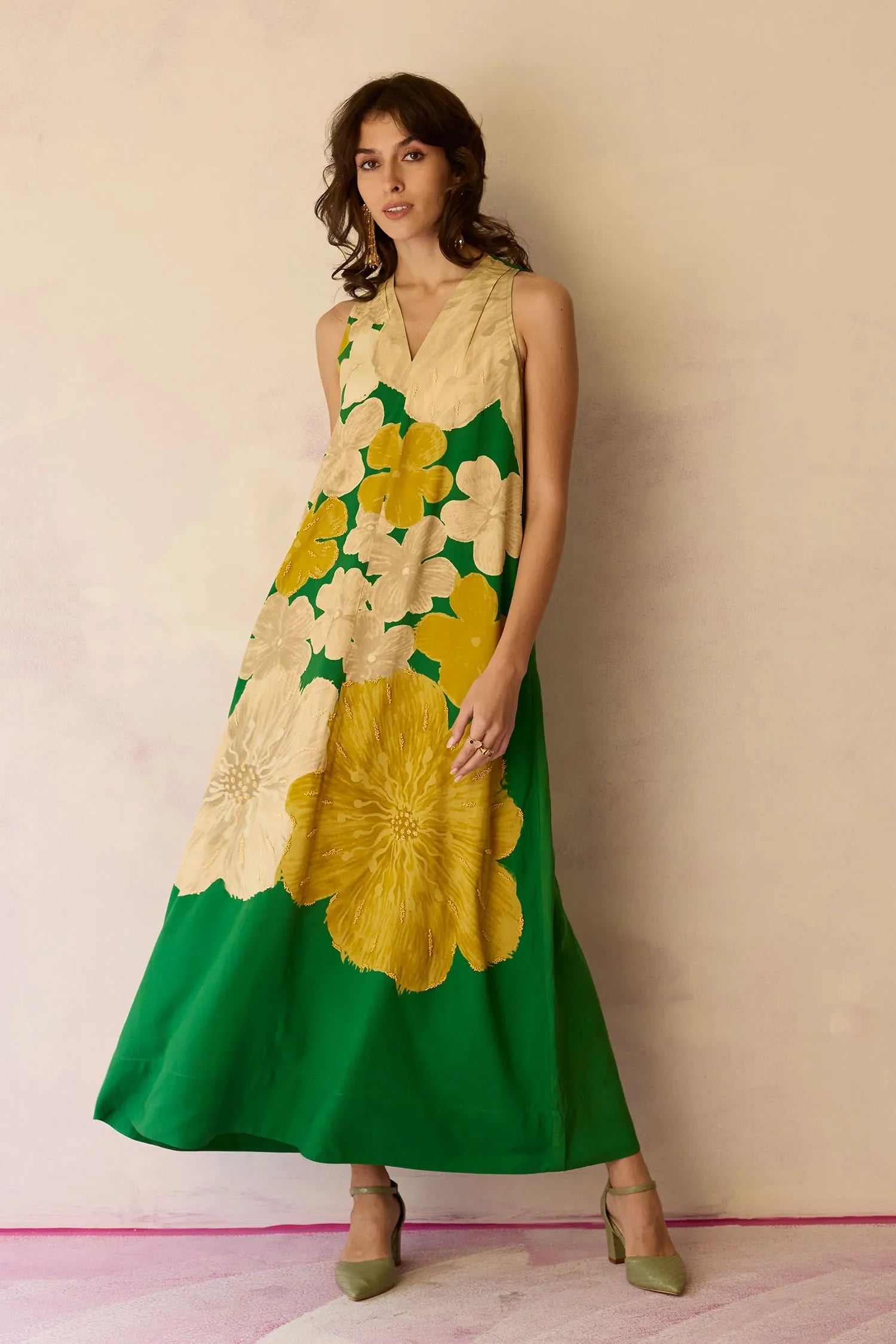 Hibiscus Anaar Soft Drape Maxi Dress - Fern