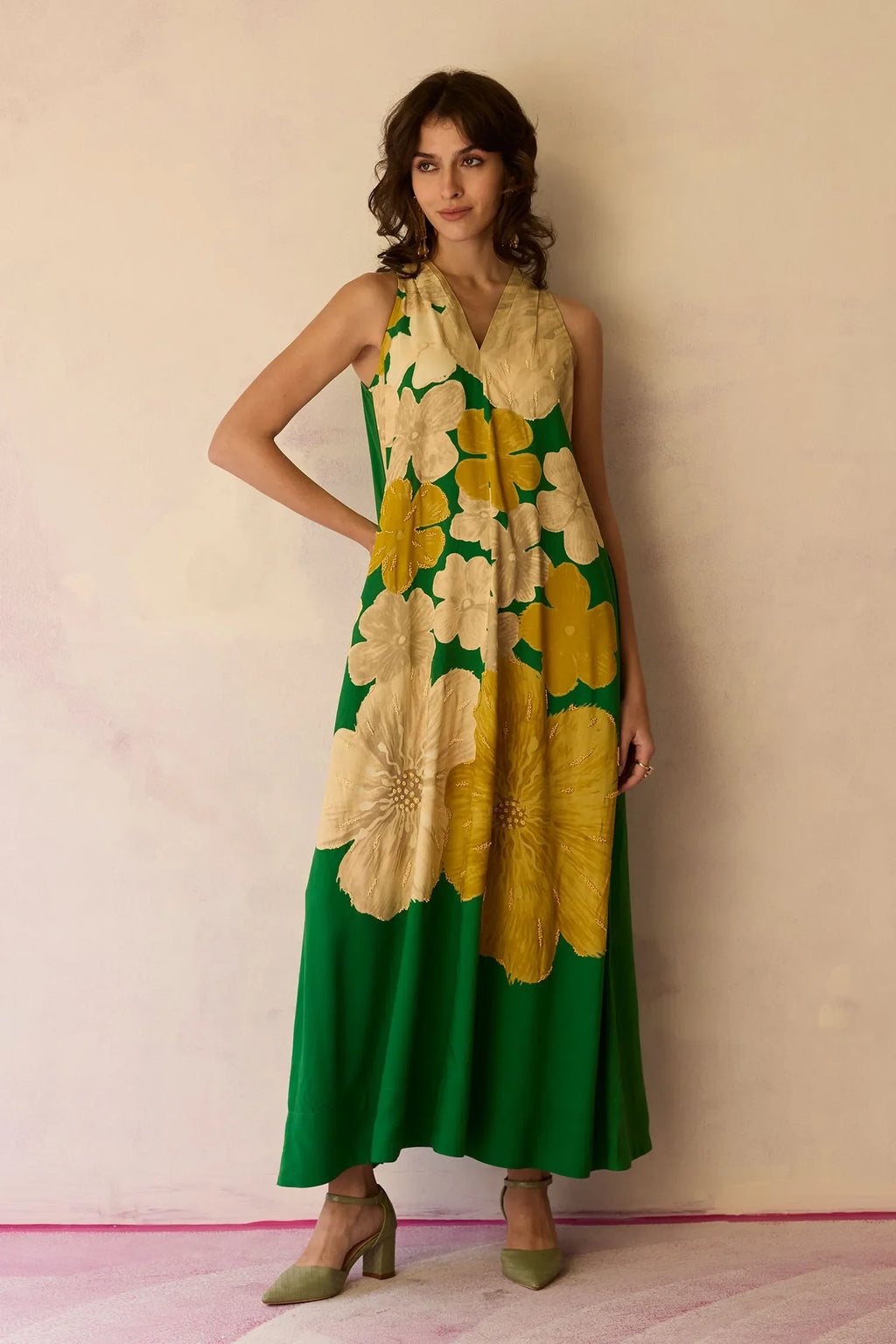 Hibiscus Anaar Soft Drape Maxi Dress - Fern