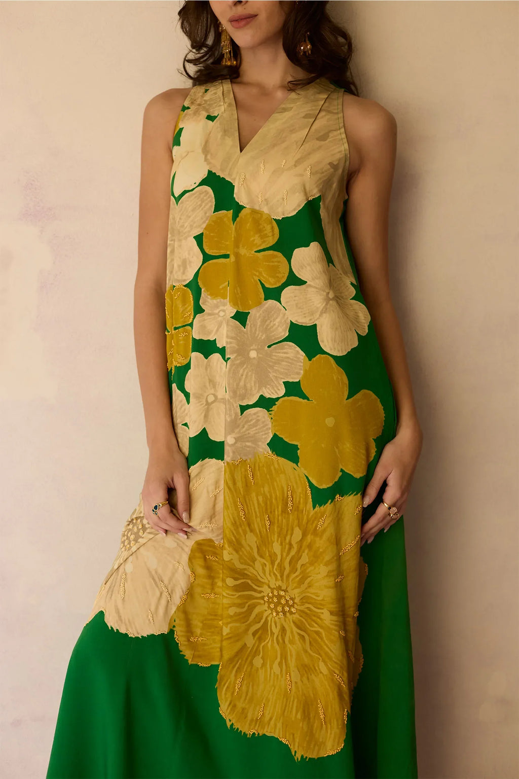 Hibiscus Anaar Soft Drape Maxi Dress - Fern
