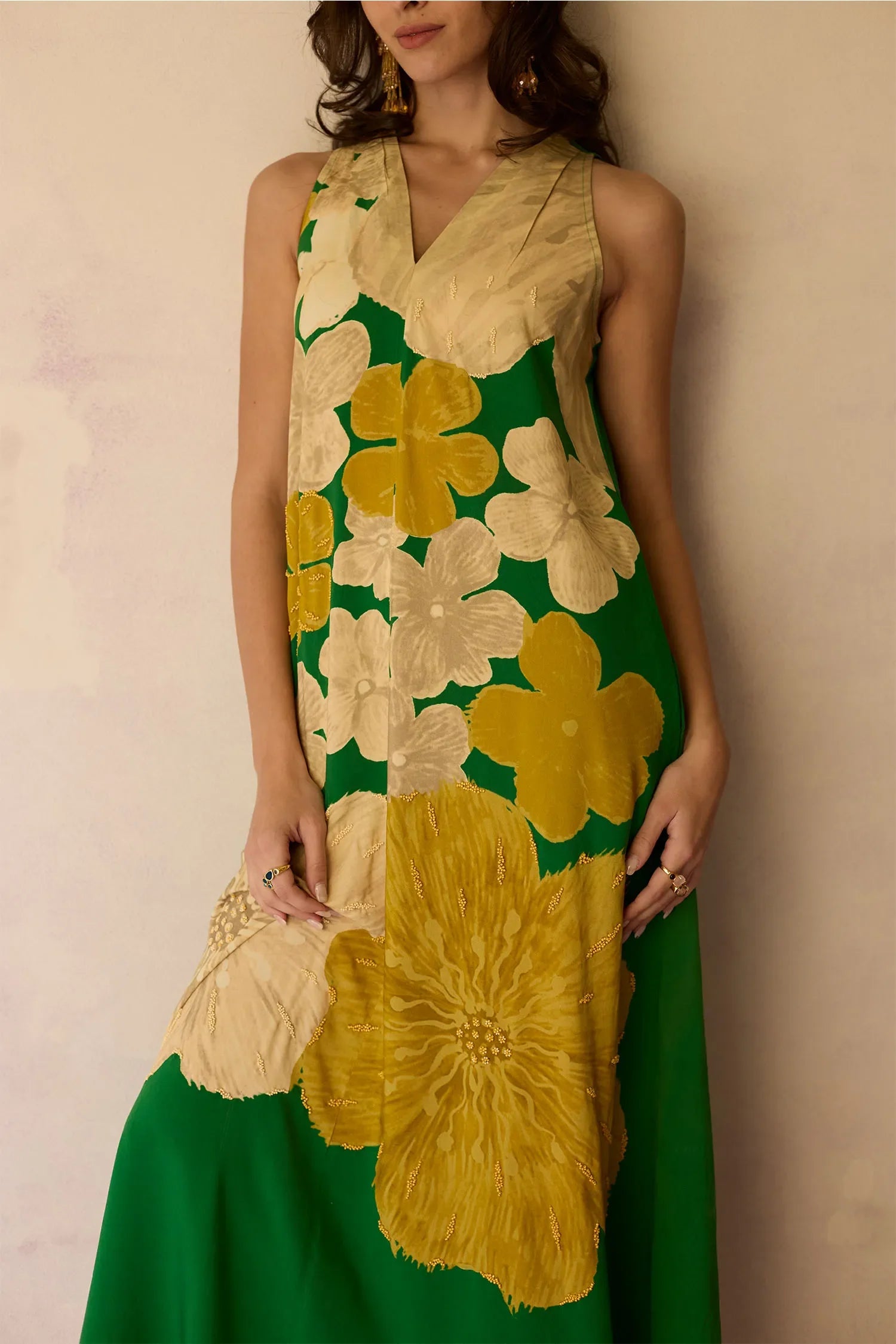 Hibiscus Anaar Soft Drape Maxi Dress - Fern