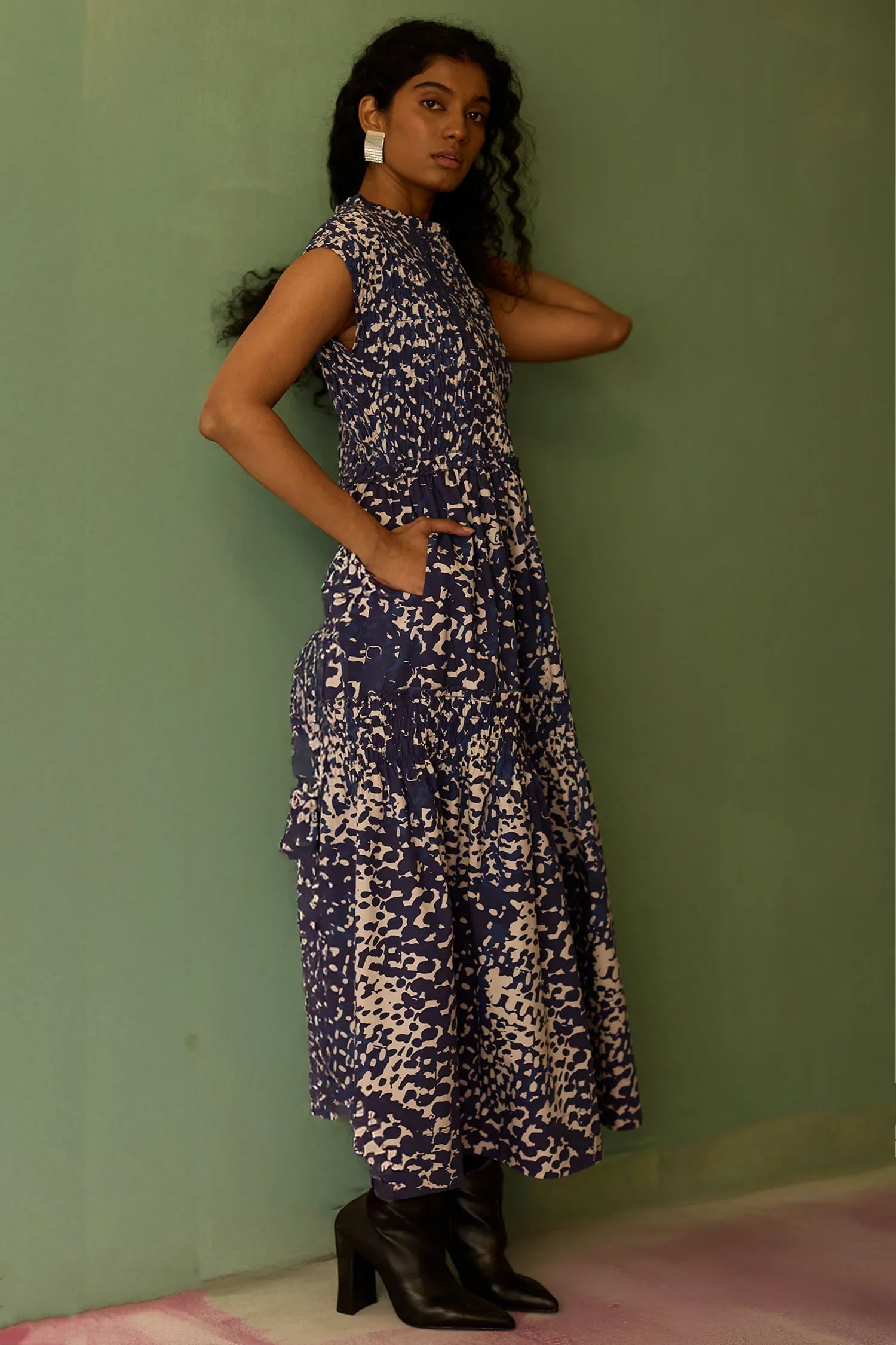Dapple Hand-Painted Tiered Maxi Dress
