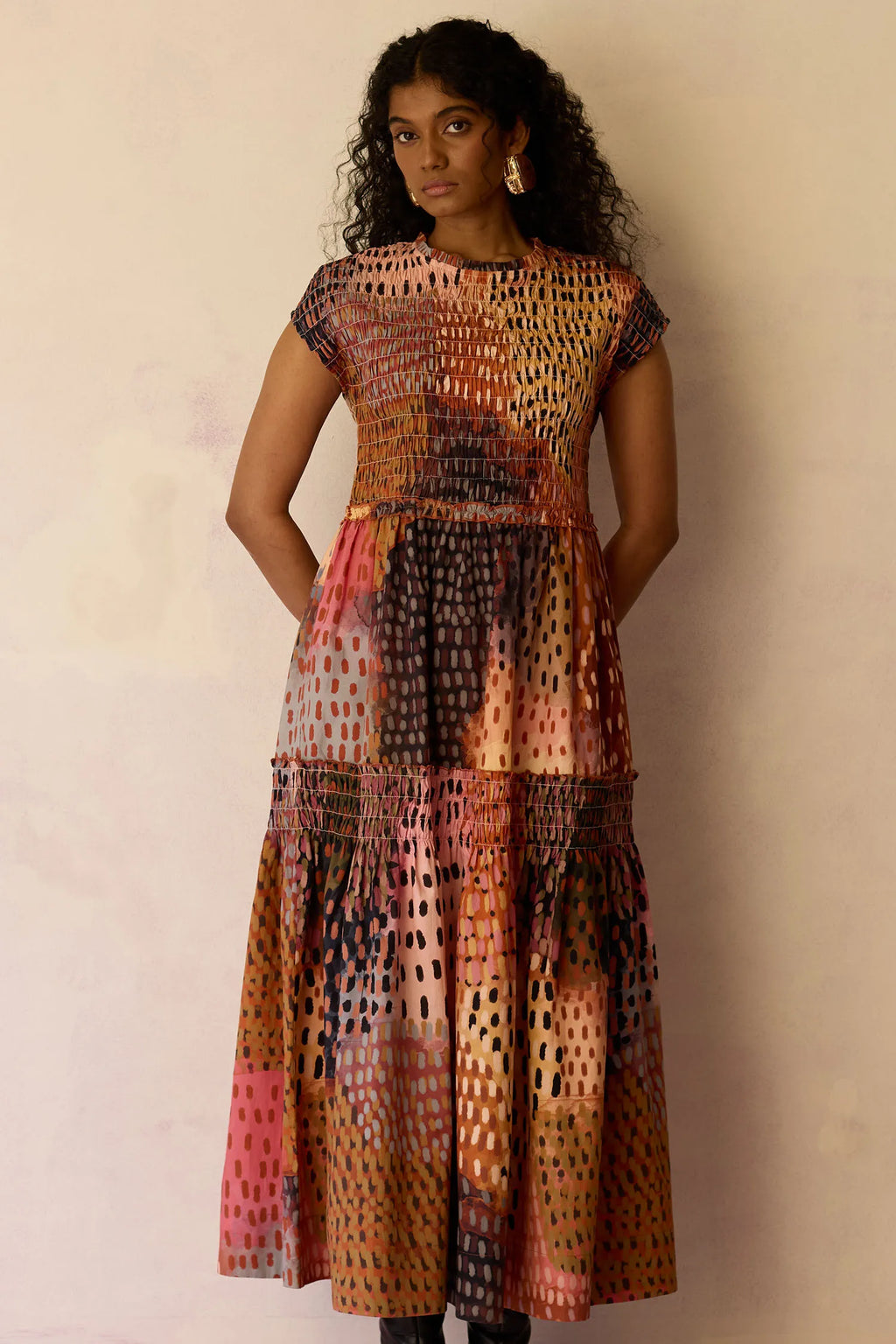 Ember Hand-Painted Tiered Maxi Dress