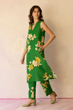 Hibiscus Anaar V-Neck Co-ord Set - Fern