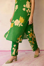 Hibiscus Anaar V-Neck Co-ord Set - Fern