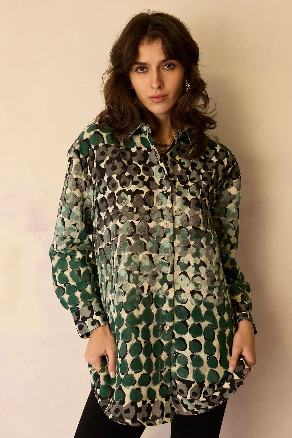 Abstract Moss Watercolour Shirt