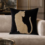 Safara Panther Black Gold Pillow - SAFARA01J-BKGD