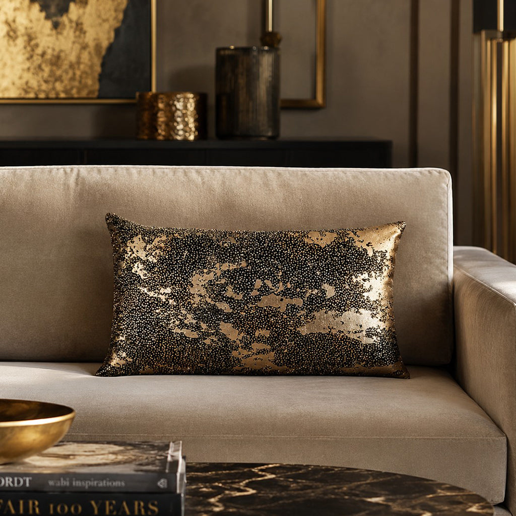 Safara Black Gold Lumbar Pillow - SAFARA02C-BKGD