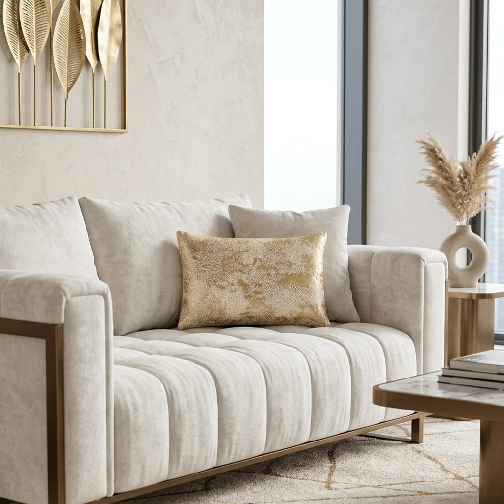 Safara Ivory Gold Lumbar Pillow - SAFARA02C-IVGD