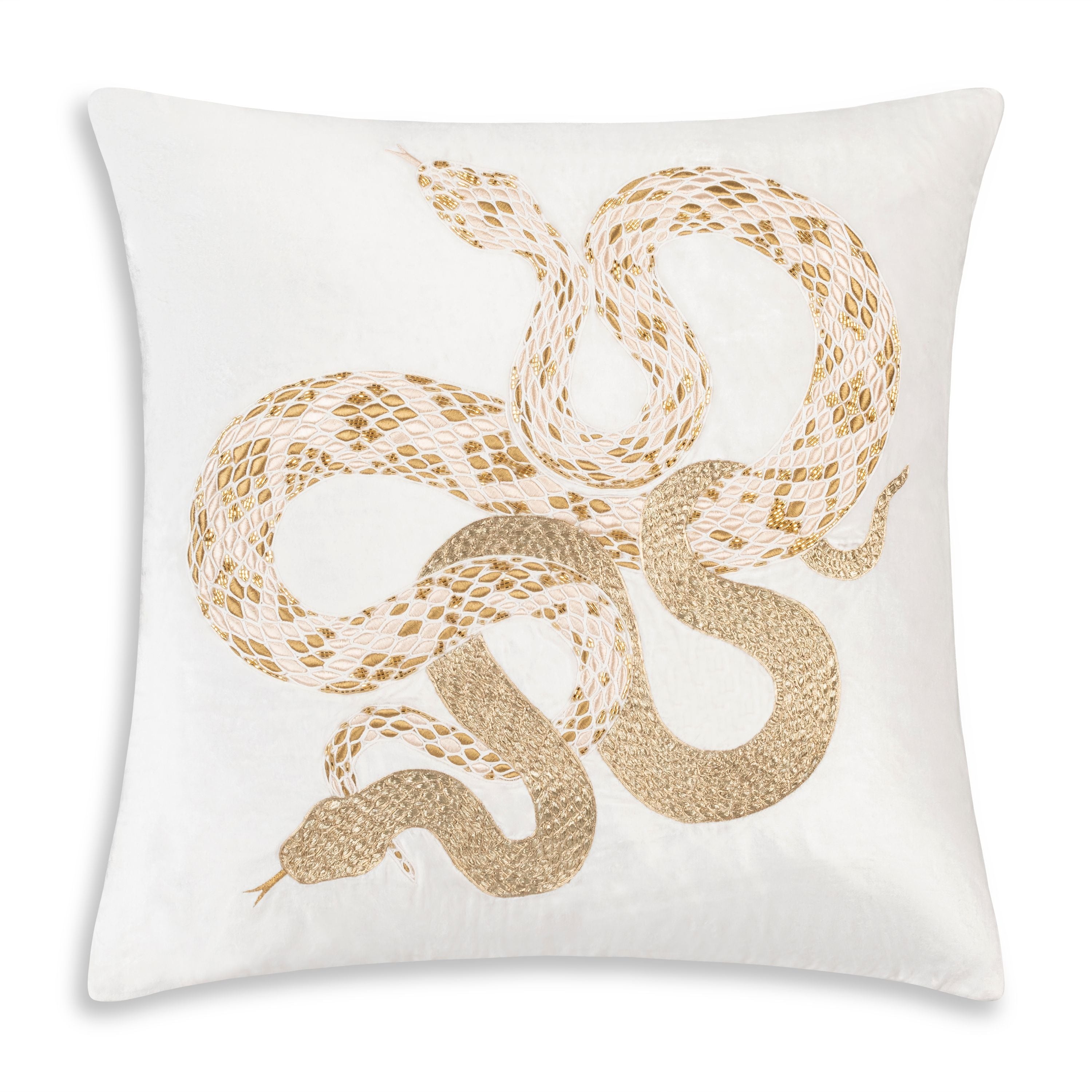 Safara Ivory Gold Snake Pillow