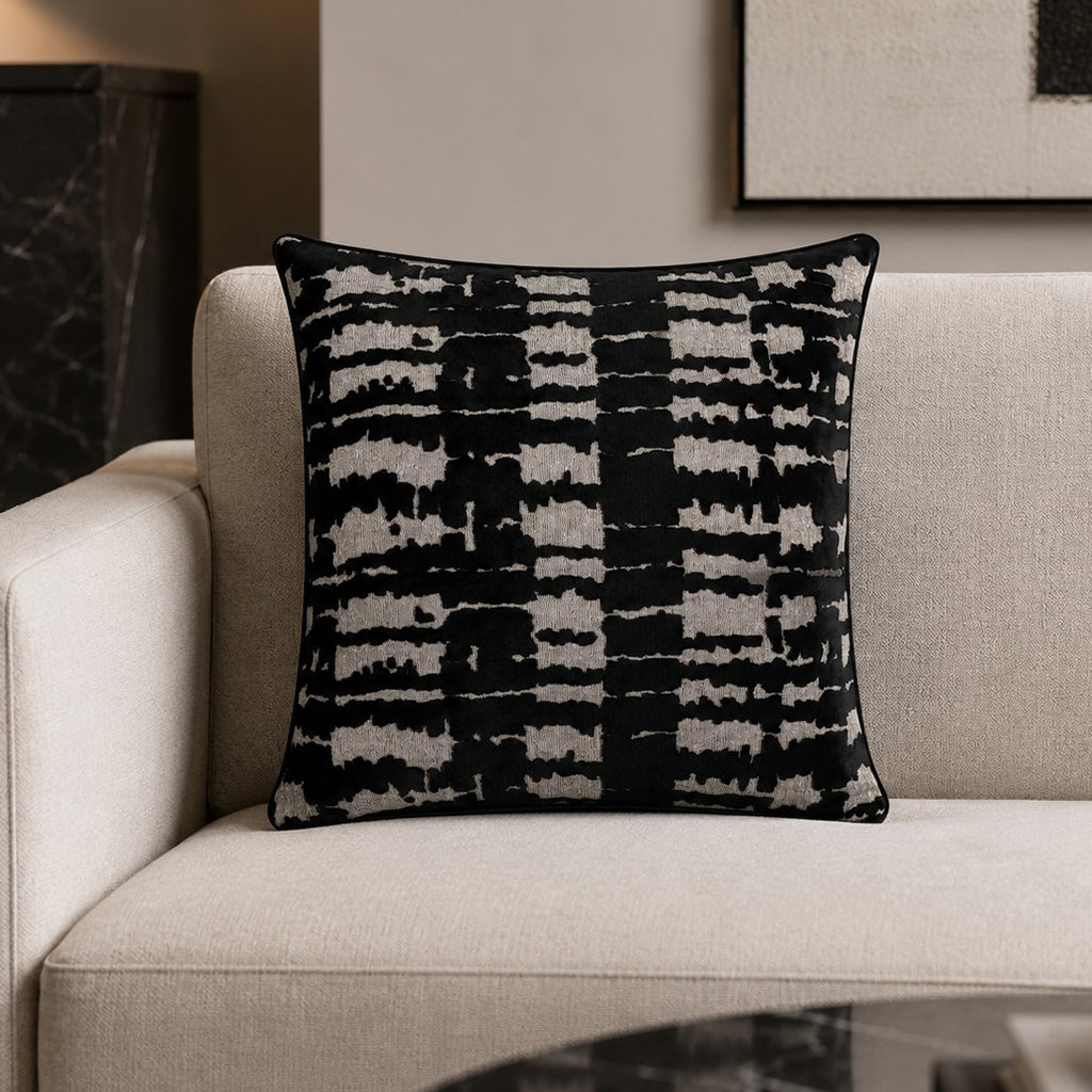 Santana Shadow Ikat Pillow – Black