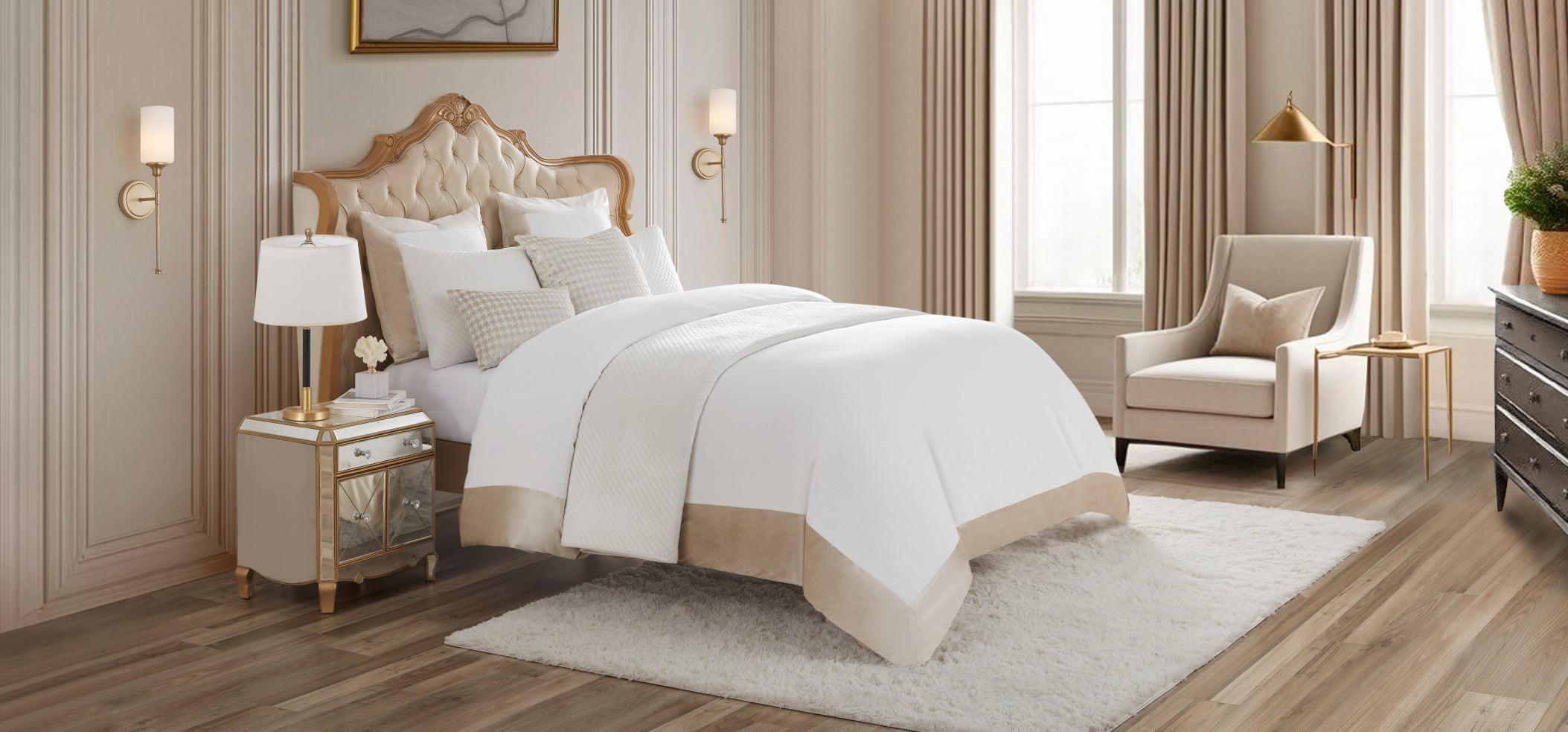 Santorini Ivory and Champagne Duvet Cover
