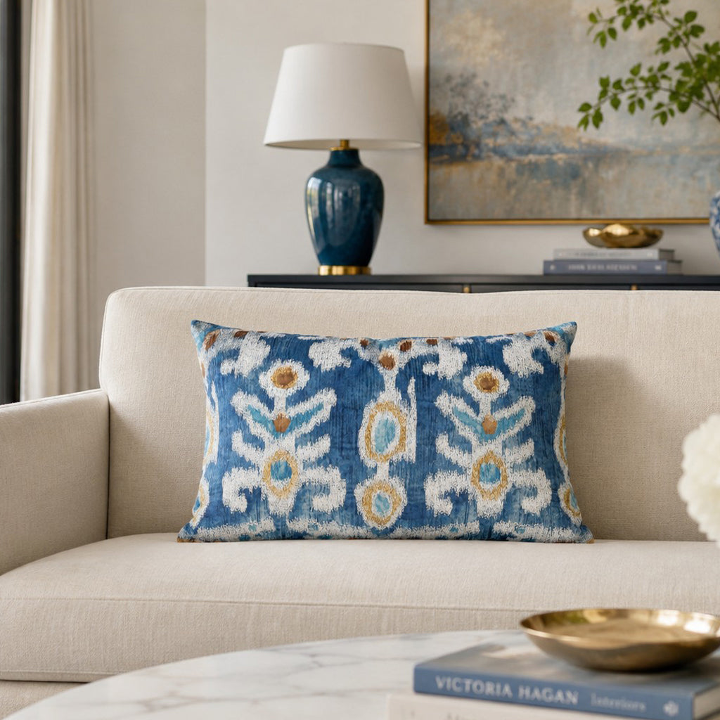 Serino Blue Velvet Pillow - SERINO02C-BL