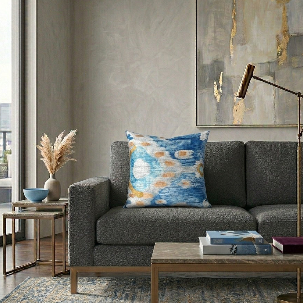Serino Blue Velvet Pillow - SERINO03J-BL