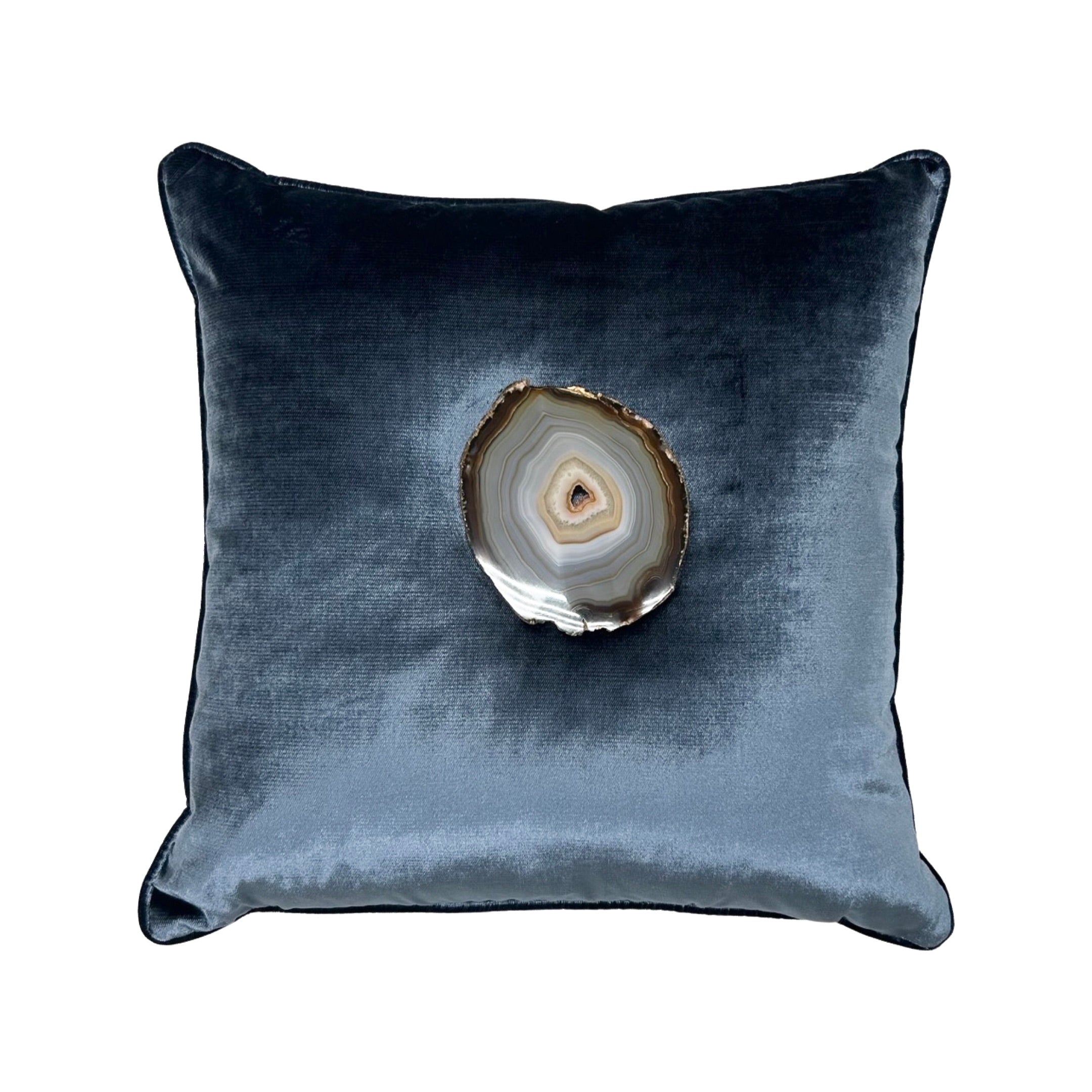 Agate Navy Velvet Pillow