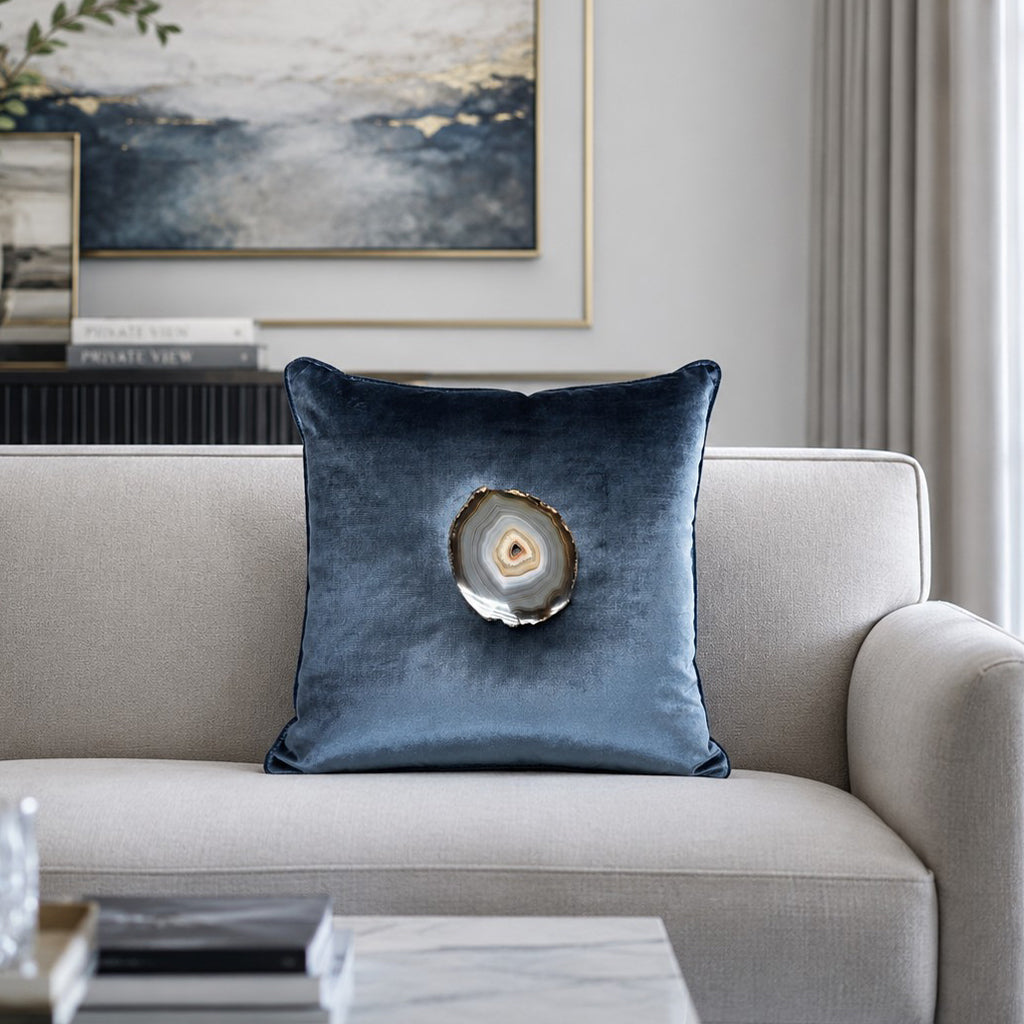 Agate Navy Velvet Pillow - SMAN3-2020