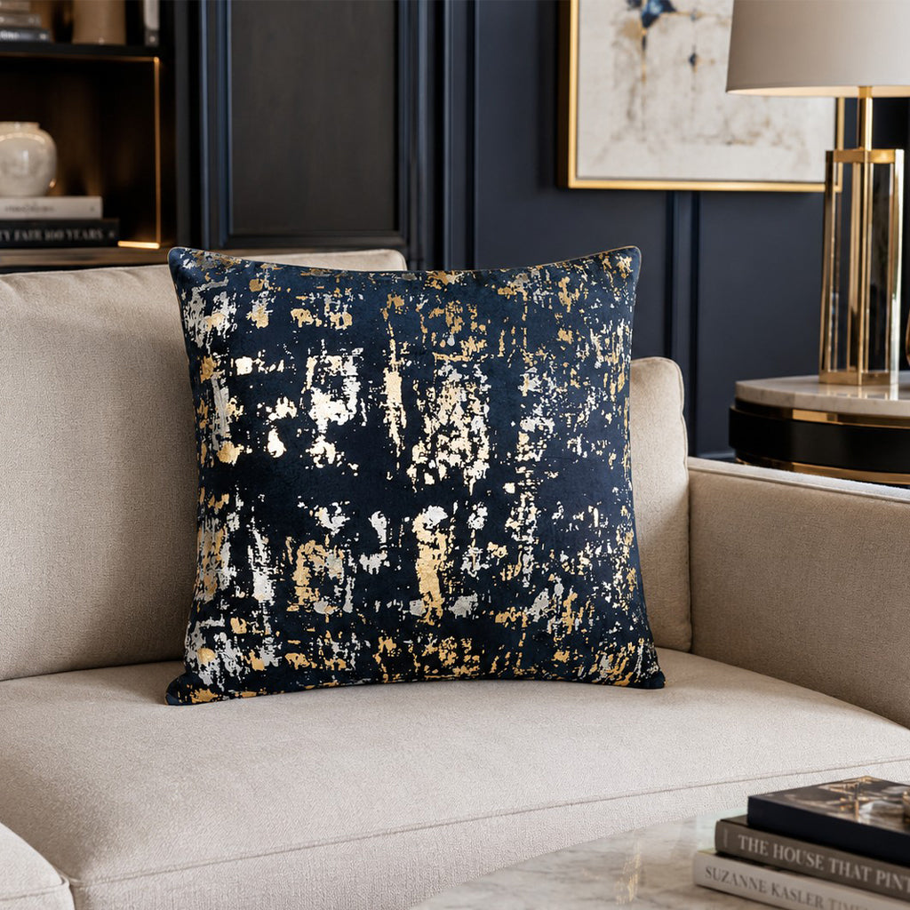 Sona Navy Gold And Silver Pillow - SONA01J-NYGDSV