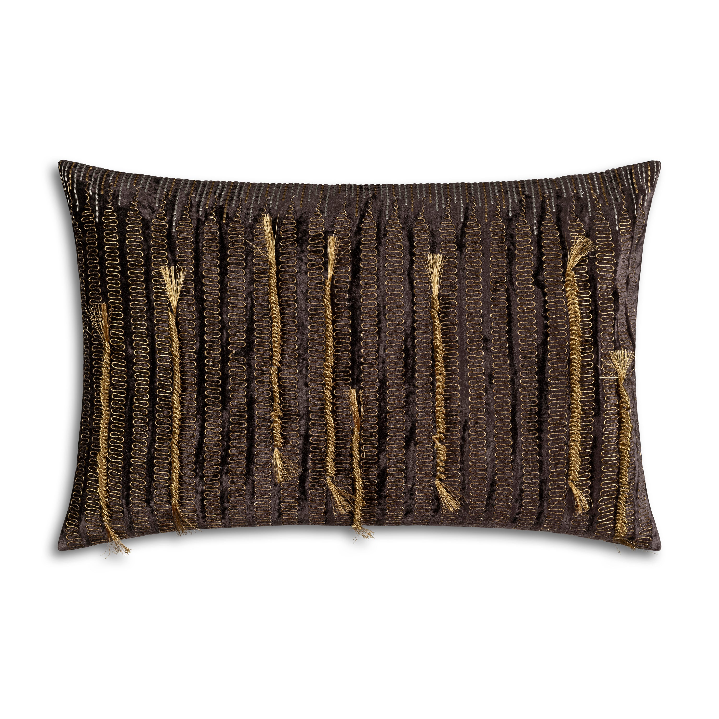Verona Black Embroidered Lumbar Pillow