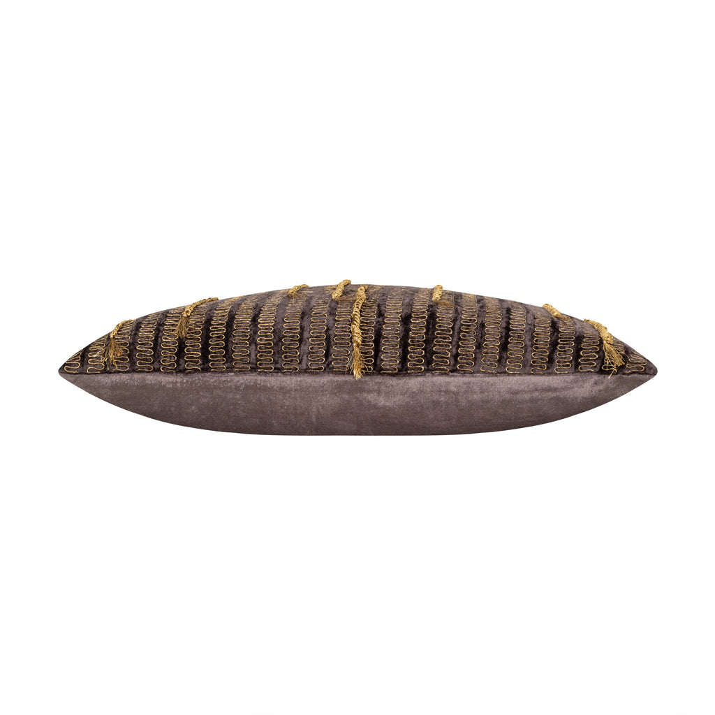 Verona Black Embroidered Lumbar Pillow
