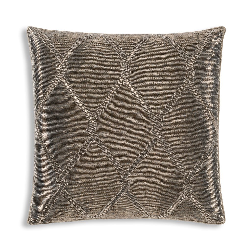Akai Gray Beaded Pillow