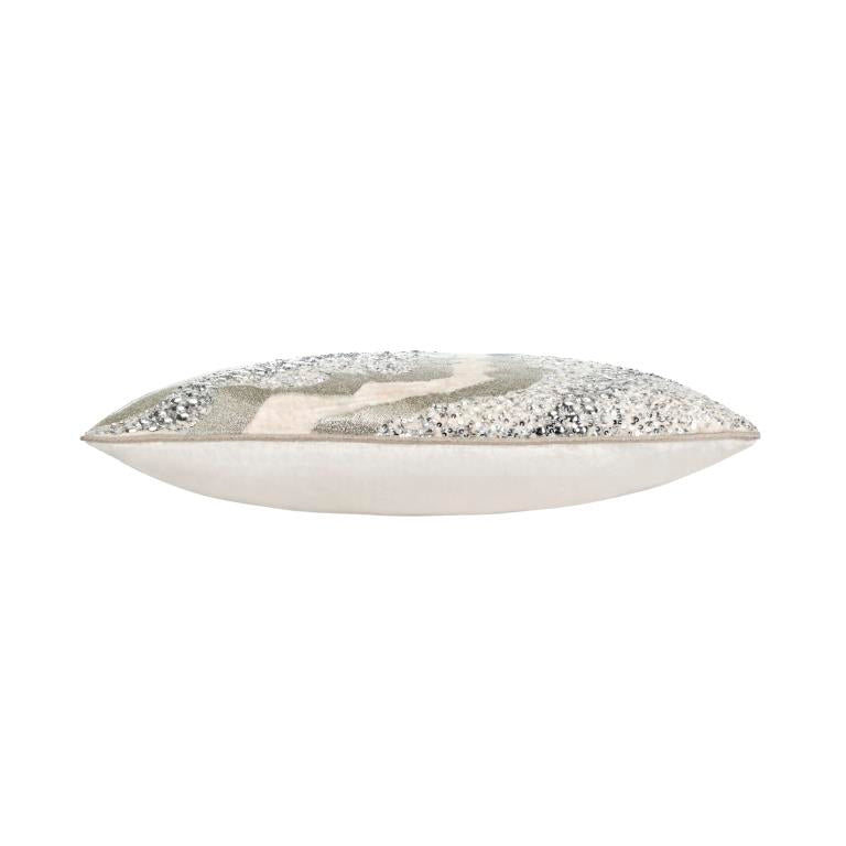 Dawn Ivory Silver Velvet Pillow