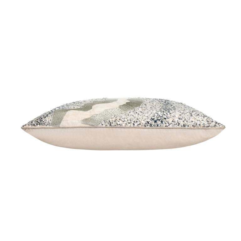 Dawn Ivory Silver Velvet Pillow