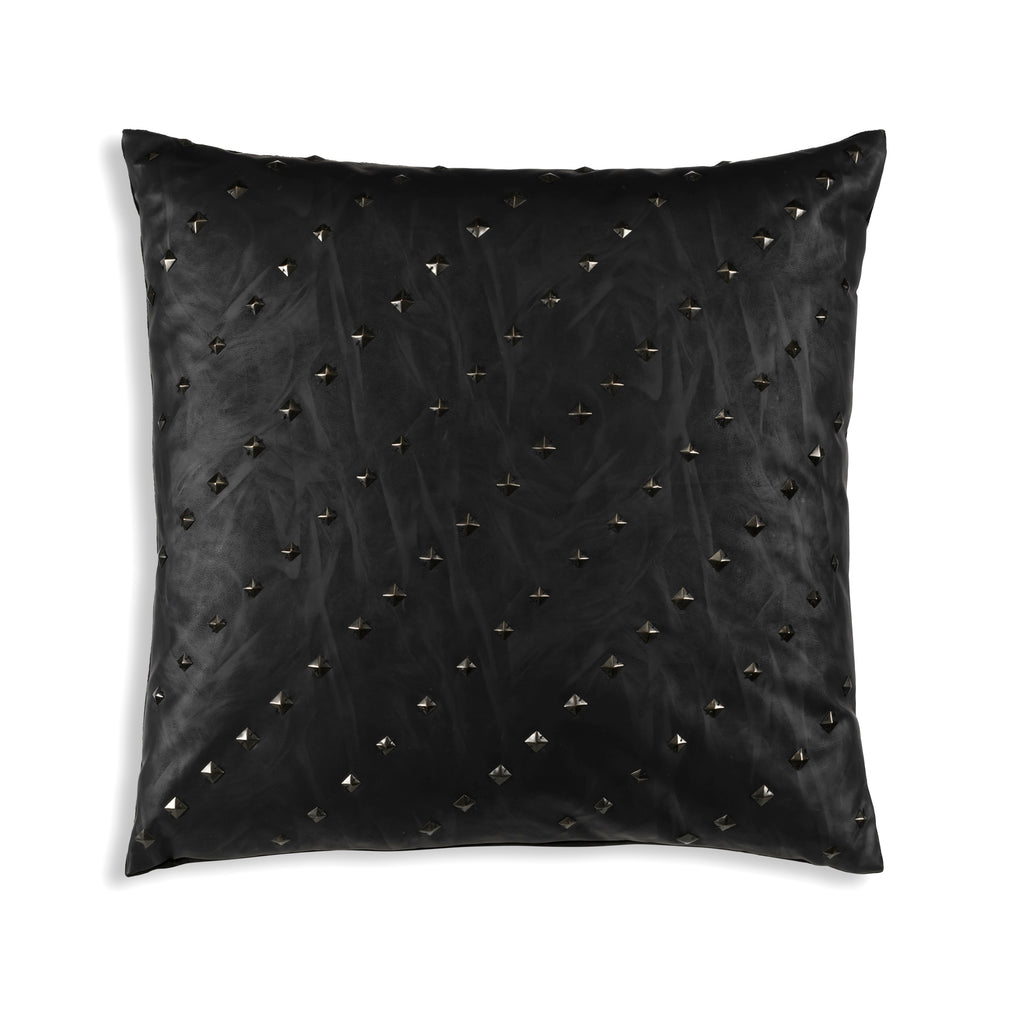 Denver Black Studded Leather Pillow
