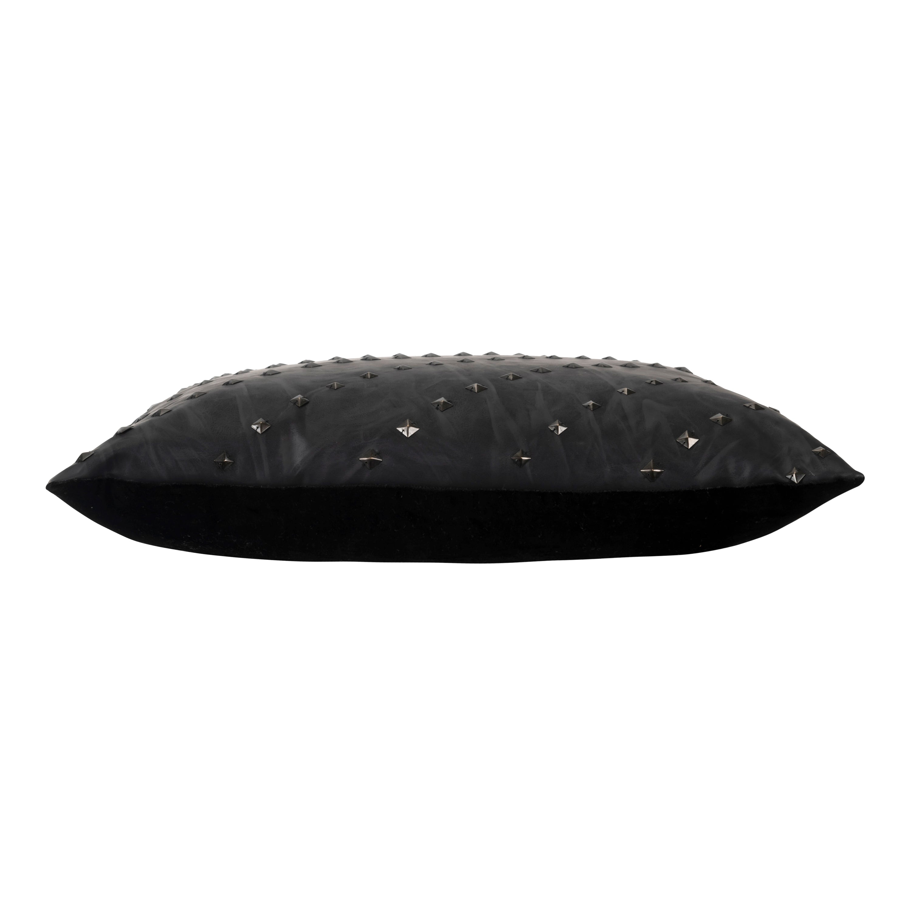 Denver Black Studded Leather Pillow