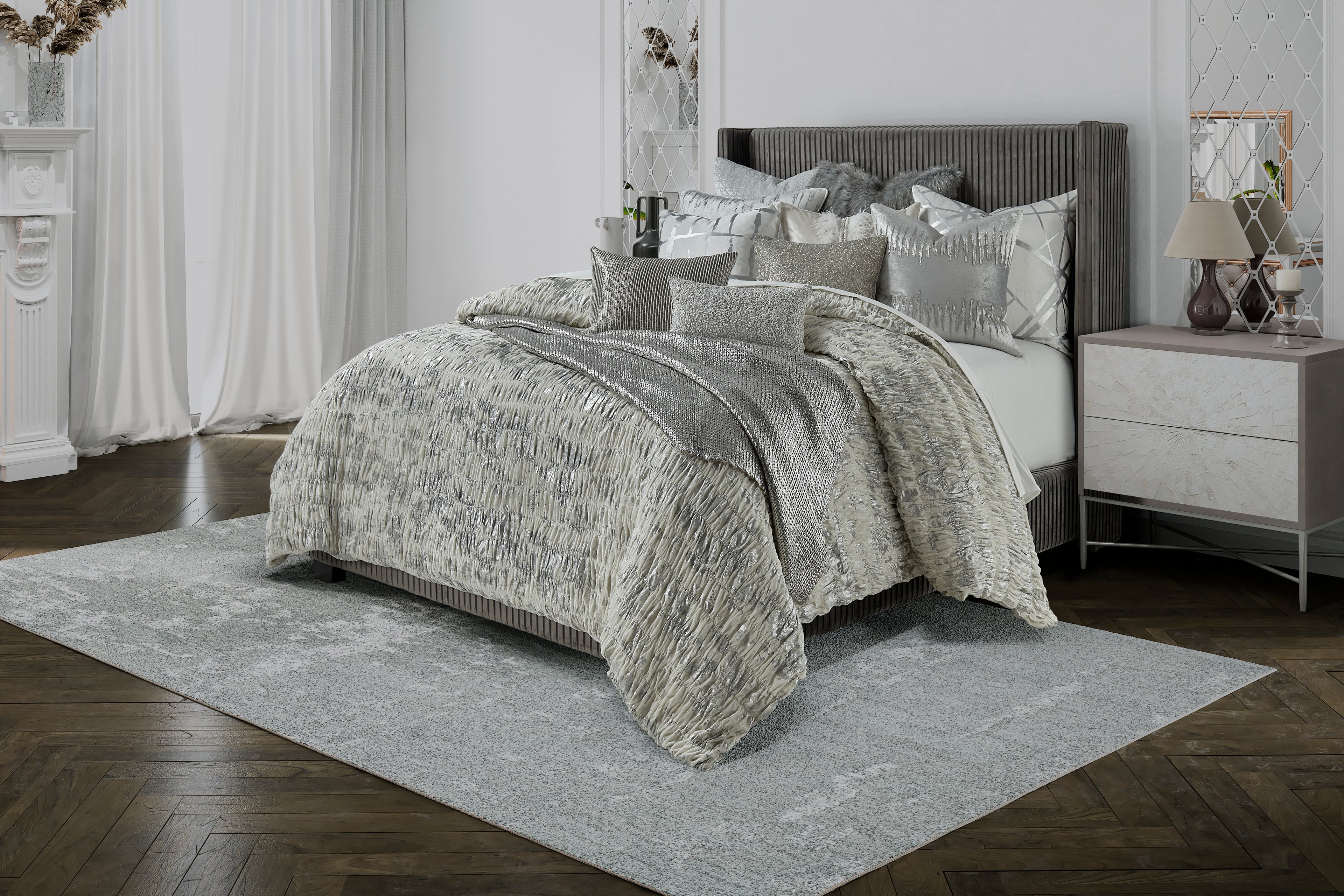 Ella Ivory Silver Duvet