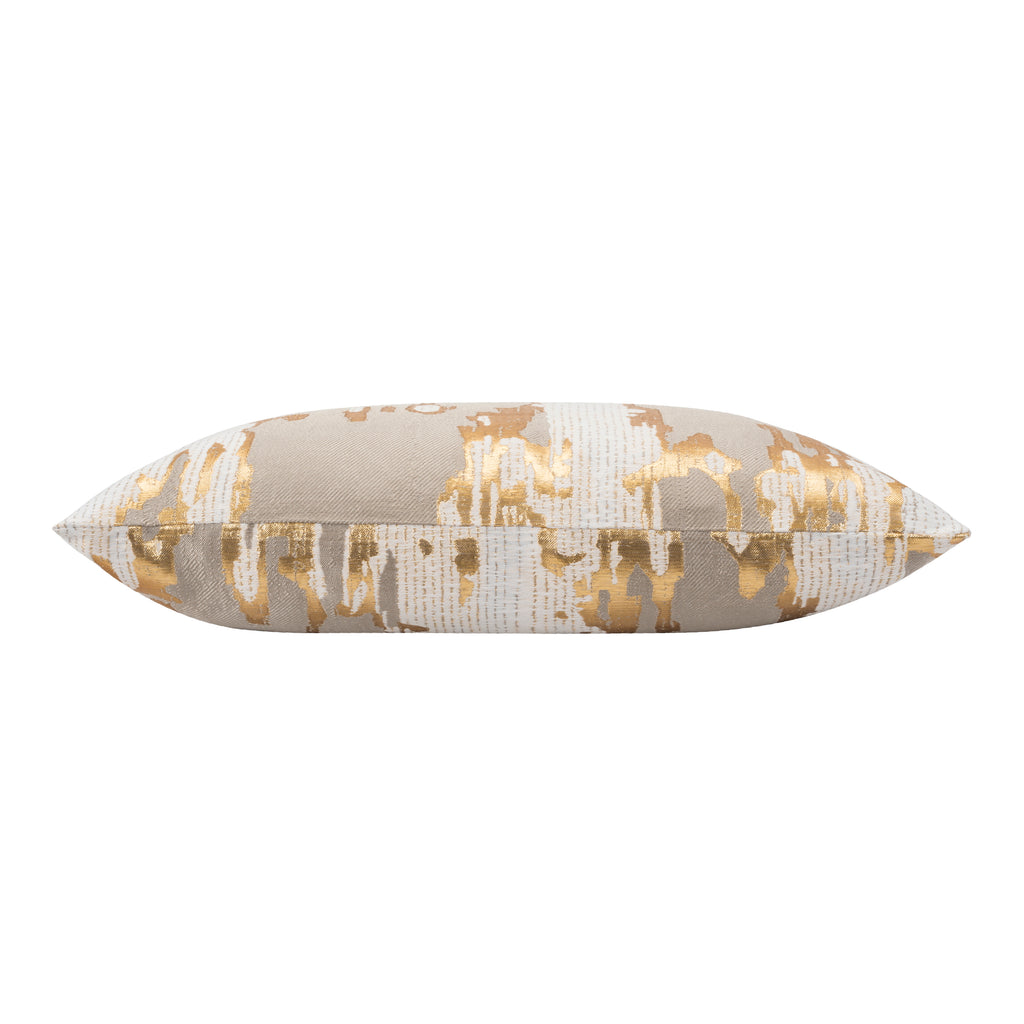 Fawn Grey Brocade And Gold Foil Pillow