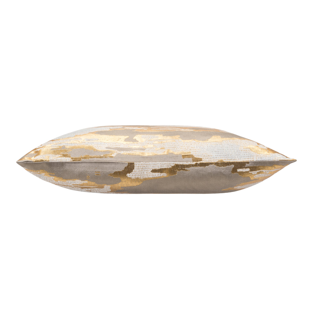 Fawn Grey Brocade And Gold Foil Pillow