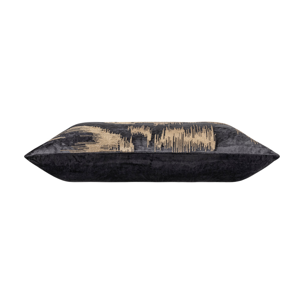 Layla Charcoal Gold Embroidered Pillow